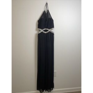 Speechless Size 13 Juniors Black Prom Dress Gown Silver Beaded Cutout